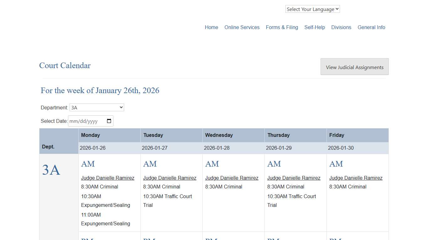 Judicial Assignments & Court Calendars – Superior Court of CA – County of San Joaquin